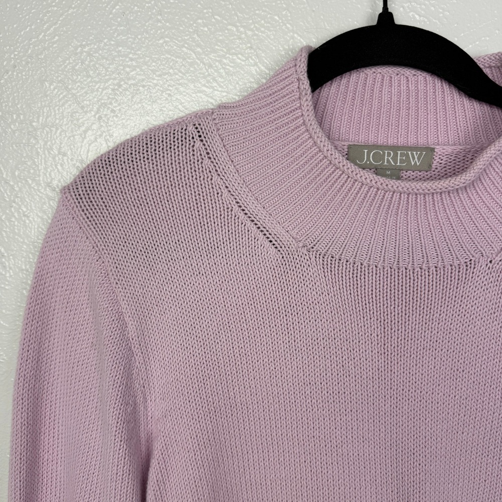 J.Crew Heritage Rollneck Cotton Sweater Peppermint Ice Lilac Purple Medium - Picture 3 of 9